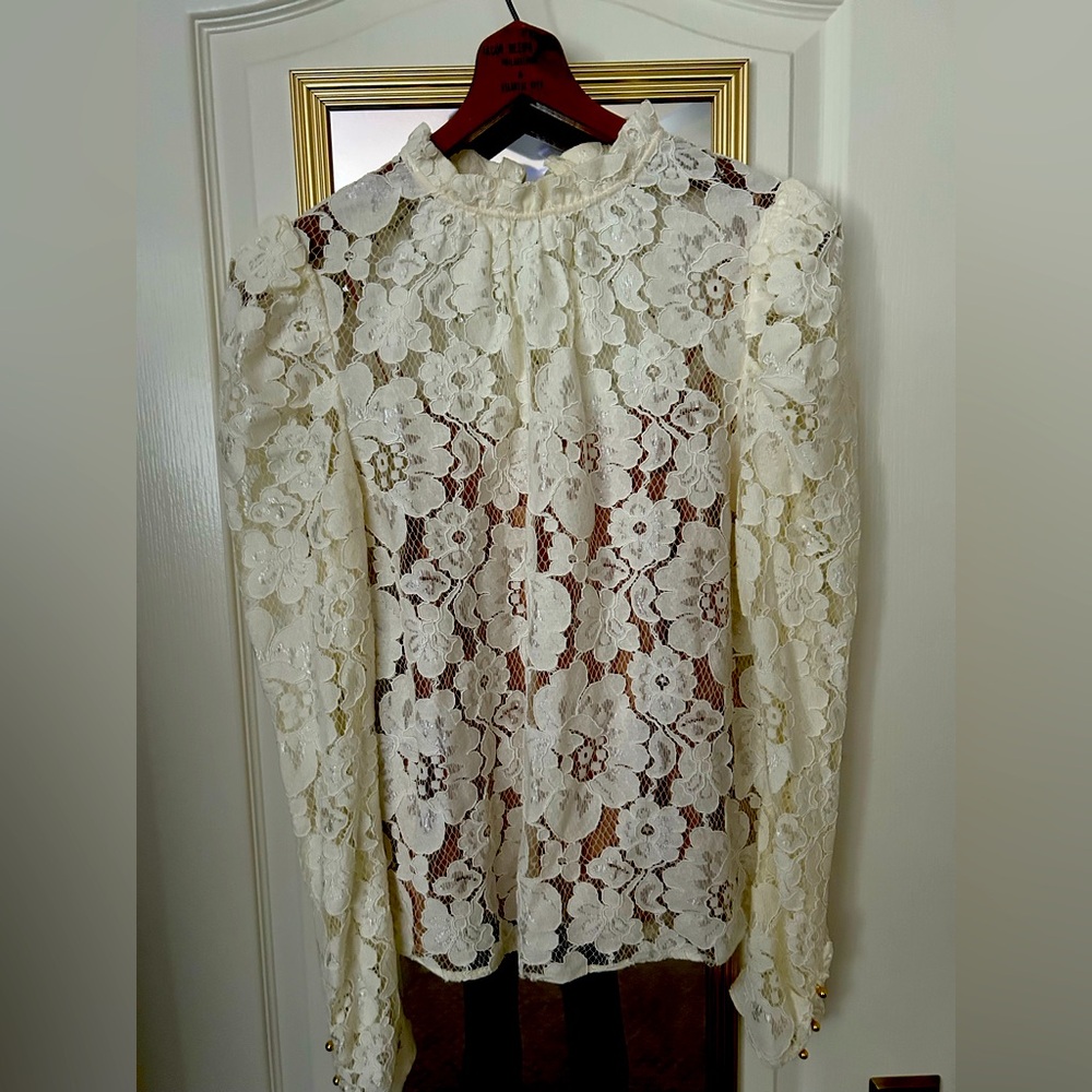 Elegant Lace Cream Top